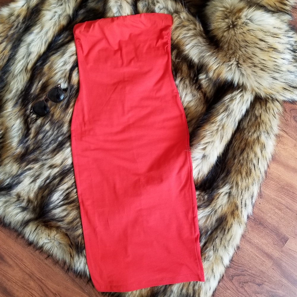 Strapless midi dress